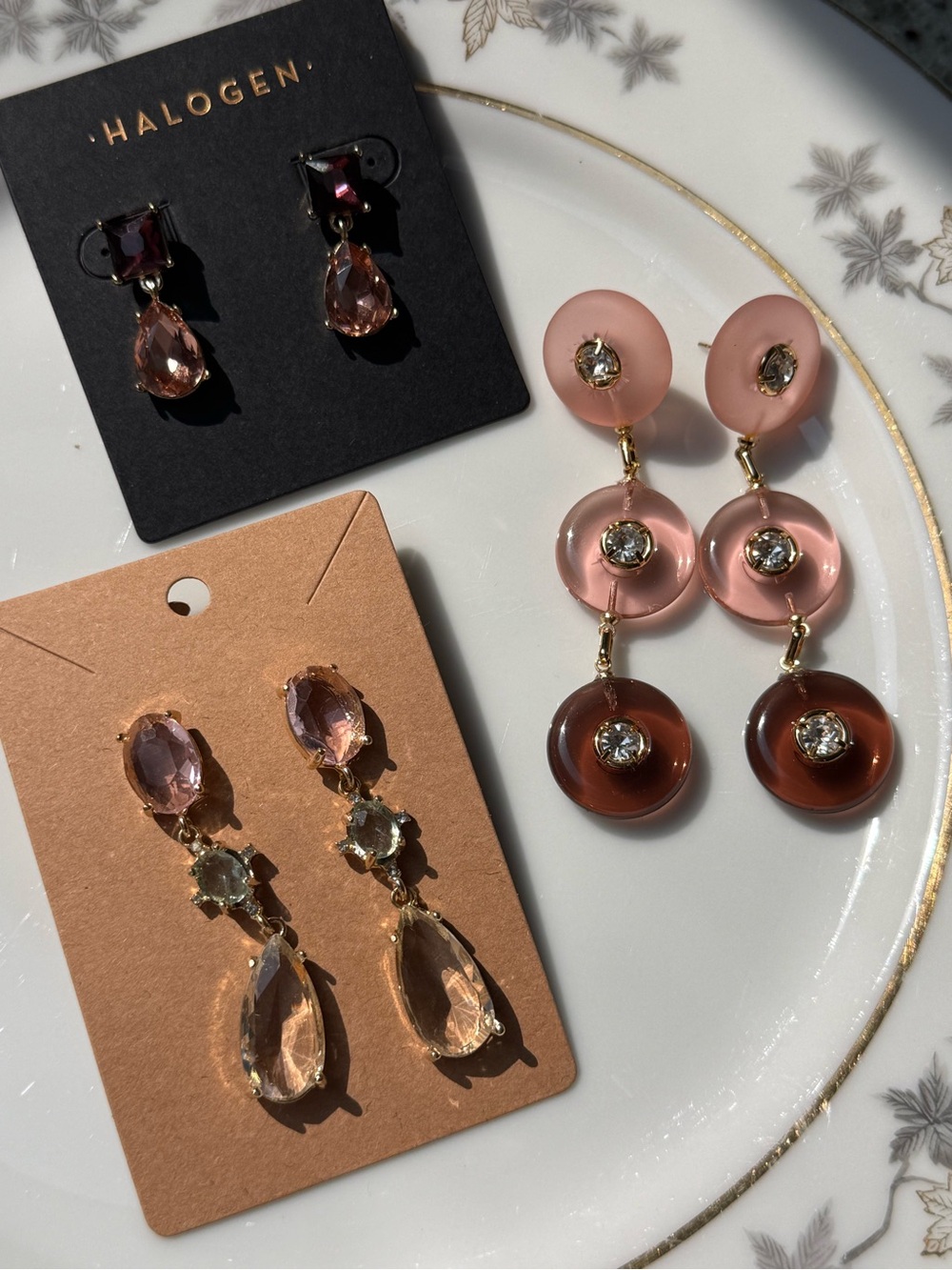 Halogen & Pink Statement Earrings 3 Pair Bundle Nordstrom NWOT